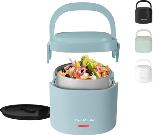Miniatura 11 de Nostalgia Fiambrera portátil calentada – Calentador de alimentos de acero inoxidable de 2.5 tazas – Cable desmontable, tapa a prueba de fugas, asa