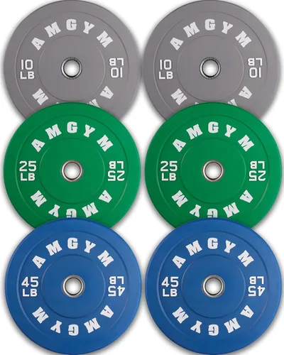 Miniatura 69 de Discos de peso olímpicos de 2 pulgadas y caucho para barras, discos para gimnasio en casa, entrenamiento de fuerza y levantamiento de pesas, 10 a