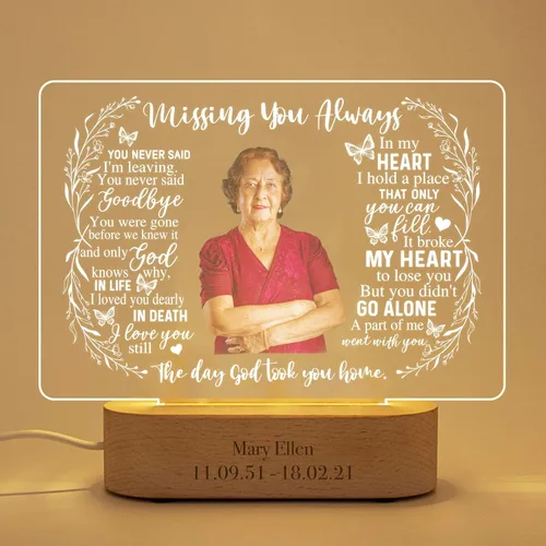 Regalos Únicos Personalizados de Condolencias por la Pérdida de Mamá Personalizados en Memoria de un Ser Querido Marcos de Fotos Iluminados con Foto