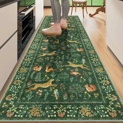 Miniatura 48 de DUKINO Alfombra de área de 6 x 9 pies, alfombra floral para sala de estar, ligera, antideslizante, lavable, alfombra de interior de pelo bajo
