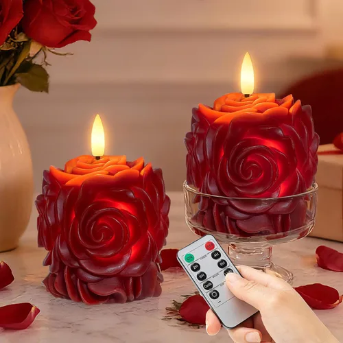 Miniatura 10 de Velas de Árbol de Navidad con Control Remoto, Velas Navideñas Sin Llama con Cadena de Estrellas de Hadas Incorporadas, Velas Operadas por Batería