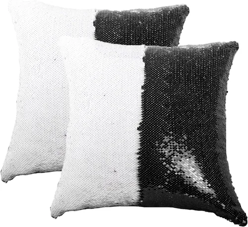 JYFLZQ - Fundas de almohada de lentejuelas sublimadas en blanco 40.6 x 40.6 cm - Juego de 2 fundas reversibles con lentejuelas para almohadas y