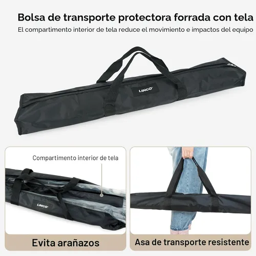 Miniatura 6 de LINCO Lincostore Kit de soporte para fondo de estudio fotográfico ajustable 10x6.5 pies con sistema de soporte de fondo para fotografía y bolsa
