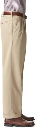 Miniatura 3 de Dockers - Pantalones para hombre, ajuste holgado, cómodos, caqui, plisados