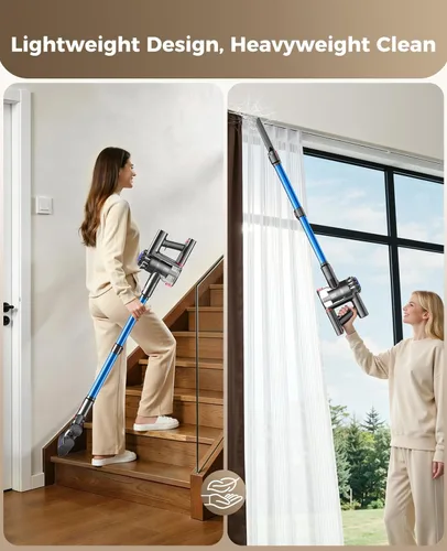 Miniatura 6 de Aspiradora inalámbrica, aspiradora de 500 W 45 KPA para el hogar, aspiradora ligera de 45 minutos con cepillo antienredos, pantalla LED, batería