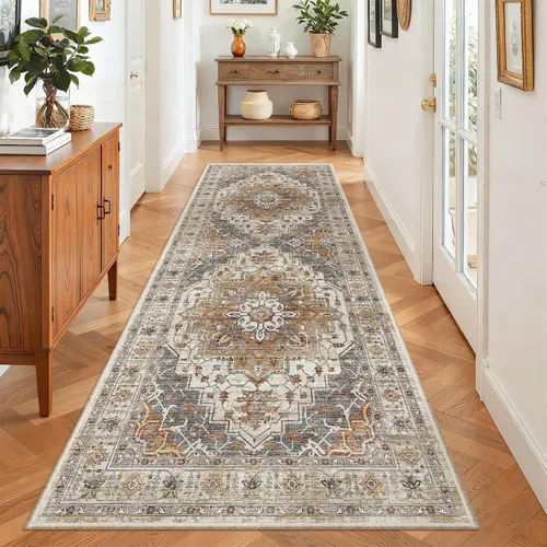 Miniatura 41 de Madane Tapete lavable de 2 x 10 pies para pasillo, cocina, recibidor, clásico, suave, antideslizante para interiores, casa de campo, baño, sala