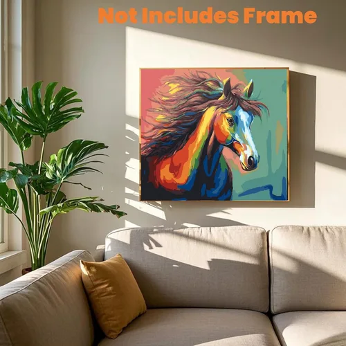 Miniatura 2 de Komking Kit de pintura de caballo por números para adultos y niños, kits de pintura por números en manualidades de lienzo, caballo de color 16 x 20