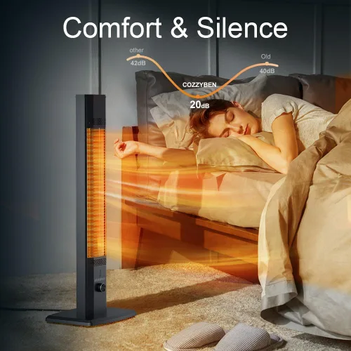 Miniatura 6 de Calentador para exteriores, 44 pulgadas, calefacción infrarroja de 1500 W con 9 niveles de calor para dormitorio