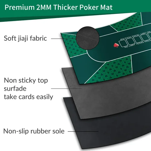 Miniatura 4 de nuveti Tapete de póquer Texas Hold'em de 70 x 35 pulgadas, portátil, de goma, impermeable, con reducción de ruido, para cualquier juego de mesa