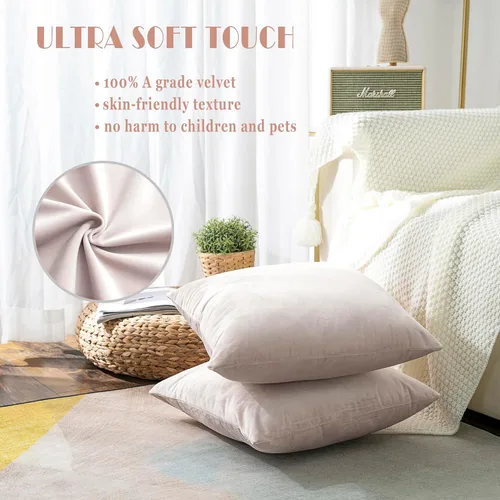 Miniatura 2 de Stellhome - Juego de 2 fundas de almohada de terciopelo Rosa claro