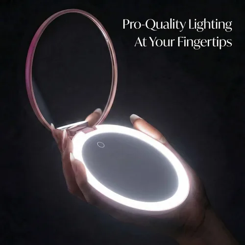 Miniatura 4 de Fancii Taylor espejo de maquillaje de viaje con luz LED, recargable, aumento 10x/1x, sistema de iluminación Tru-Glow, XL grande de 5 pulgadas