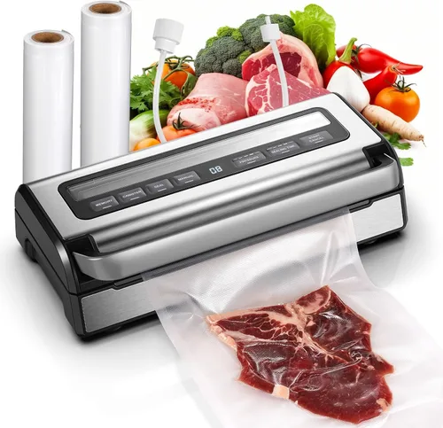 Sellador al vacío automático de 95 KPa, sellador de alimentos 9 en 1 para alimentos secos/húmedos/líquidos, doble sellado térmico y bomba, incluye