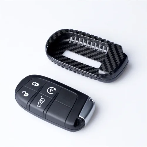 Miniatura 3 de Funda para llavero de fibra de carbono genuina para Jeep Compass Grand Cherokee SRT Renegade Trailhawk Smart Car Remote Key Fob Case para hombres