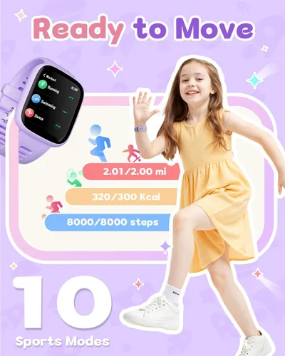 Miniatura 3 de Reloj inteligente para niños con rastreador de ubicación (solo iOS), rastreador de actividad física con contador de pasos, podómetro, frecuencia