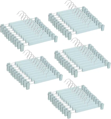 Miniatura 10 de NORTHERN BROTHERS Perchas para pantalones con clips, paquete de 30 perchas para falda de color negro resistentes para mujeres, hombres, niños, Rosa