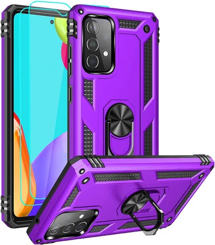 Miniatura 9 de Funda para Samsung A52, Galaxy A52 con protector de pantalla HD, soporte de anillo de grado militar, soporte de coche de 15 pies, probada a prueba
