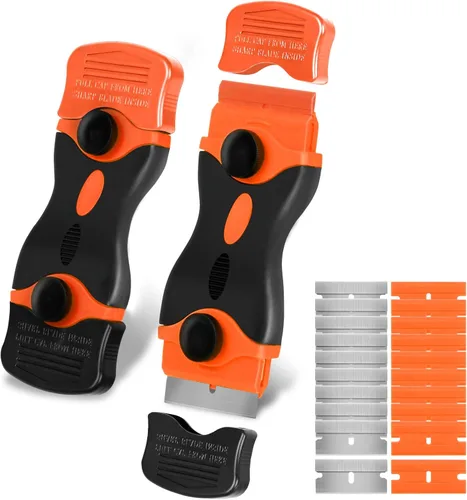 Miniatura 10 de Herramienta de raspador de cuchilla de afeitar, 3 piezas de raspadores de cuchilla de afeitar rosa con 15 piezas de cuchillas metálicas y 30 piezas