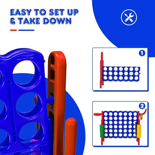 Miniatura 7 de HONEY JOY Juego gigante gigante de 4 a puntuación, 3 en 1 para interiores y exteriores, juego de patio familiar con aro de baloncesto y lanzamiento