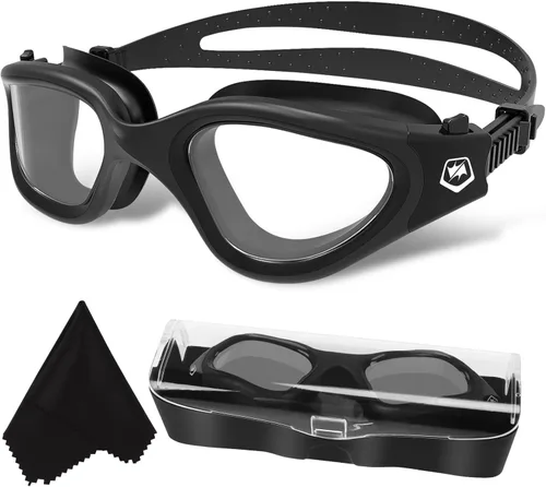 WIN.MAX - Goggles de natación polarizados, antivaho, antirrayos ultravioleta, sin filtraciones y con visión clara para hombres, mujeres, adultos y