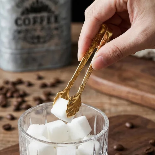 Miniatura 2 de Mini pinzas para servir de 3.5 pulgadas, 2 pinzas de azúcar, picadora pequeña de acero inoxidable para cubos de azúcar con agarrador de hielo