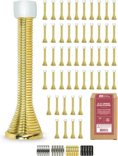 Miniatura 16 de Jack N' Drill Paquete de 15 Topes de Puerta de Resorte para la Parte Inferior de la Puerta, Seguros para Niños y Mascotas, Tope de Puerta de Bronce