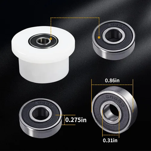 Miniatura 5 de Qty.4 Ruedas mecanizadas/rodillos compatibles con reemplazo total de gimnasio, se adapta a los modelos 1000, 1100, 1400, 1500, 1600, 1700, 1800