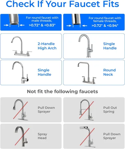 Miniatura 4 de Waterdrop Filtro de agua para grifo de fregadero, purificador de agua certificado NSF, filtro de agua del grifo de 320 galones para fregadero