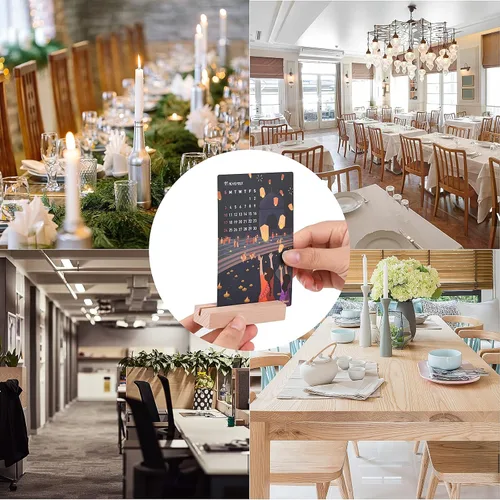 Miniatura 7 de 8 soportes de madera para tarjetas de lugar, soportes de números rústicos para decoración de mesa de fiesta de boda