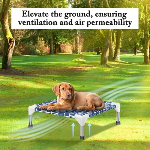 Miniatura 7 de Cama elevada para perros: tela suave y cómoda, fácil de limpiar, marco de acero inoxidable, diseño elevado para circulación de aire, cuna duradera