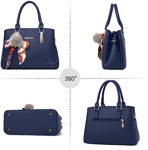 Miniatura 4 de XingChen Bolsos de cuero para mujer, bolso de hombro con asa superior, con pompón y lazo