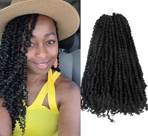 Miniatura 81 de BOHOBABE Cabello de Ganchillo Pre-retorcido Passion Twist de 14 Pulgadas Cabello Corto Ombré Gris Pre-enrollado de Ganchillo Passion Twist para Gris