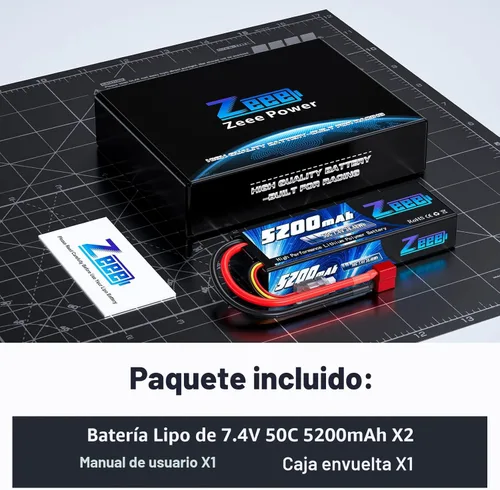 Miniatura 6 de Zeee Lipo Battery 2S 50C 5200mAh Lipos Estuche rígido con conector T para coches RC camiones 1/8 1/10 RC Vehículos (2 paquetes)