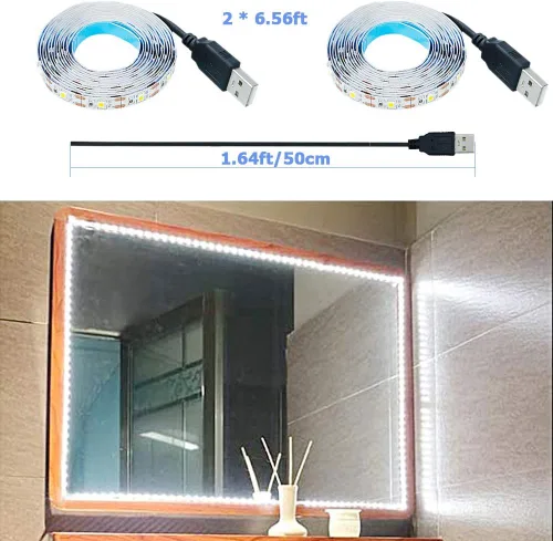Miniatura 8 de Tira de luz LED USB blanca fría 6000K 5V alimentada por USB, 13.12 pies/4M, 240 LED, flexible, SMD2835, de alto brillo, sin impermeabilidad, IP20