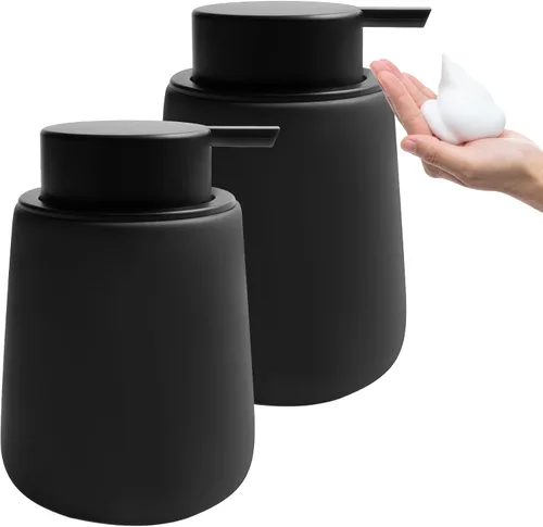 Miniatura 9 de Dispensador de jabón líquido de cerámica con bomba fácil de prensar, dispensador de líquido de mano para champú, baño, cocina, 12 onzas, 2