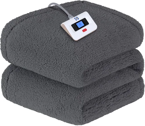 Miniatura 9 de Sealy - Manta eléctrica térmica de doble sherpa suave de 50 x 60 pulgadas súper acogedora con 6 niveles de calentamiento rápido y apagado automático