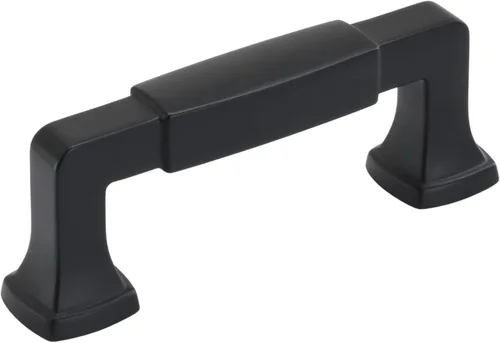 Amerock | Mango de gabinete | Negro mate | 3 pulgadas (2.992 in) de centro a centro | Estatura | paquete de 1 unidad | Jaladera de cajón | Asa de