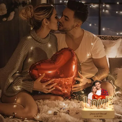 Miniatura 3 de Luz nocturna de acrílico con foto personalizada y nombre, regalo para el día de la madre, lámpara de noche 3D con base de madera personalizada