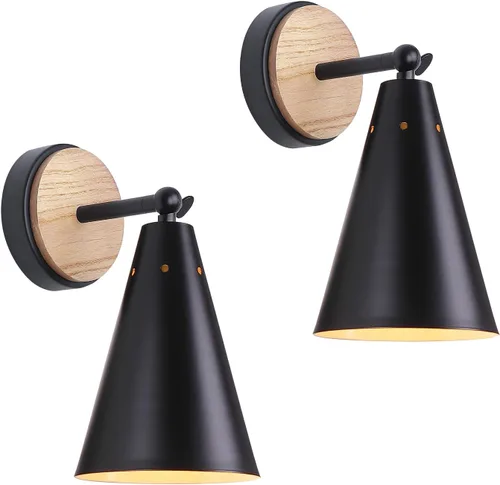Miniatura 11 de MWZ Modernos apliques de pared negros de iluminación, paquete de 2 lámparas rústicas doradas, estilo casa de campo, acabado de bronce, luces