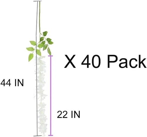 Paquete de 40 guirnaldas de vides de flores de glicina, cuerdas de flores artificiales de 3.75 pies, flores colgantes falsas, flores de guirnalda de