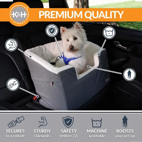 Miniatura 2 de K&H Pet Products Asiento elevador de cubo para perro, cinturón de seguridad seguro, 2 correas de seguridad, fundas lavables, asientos elevadores
