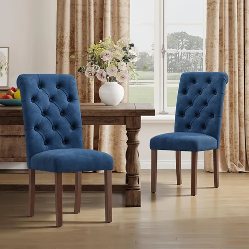Miniatura 19 de MALOL Parsons - Juego de 4 sillas de comedor tapizadas copetudas, sillas de cocina con asiento acolchado y patas de madera maciza, sillas laterales