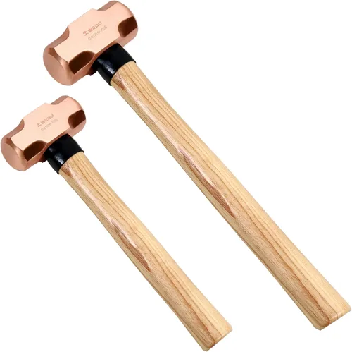 Miniatura 28 de WEDO Juego de martillo de trineo de cobre de 3 piezas, 3 lb+4 lb+5 libras, mango de fibra de vidrio, forja, resistente a la corrosión, estándar DIN