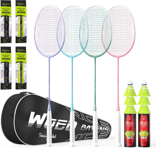Miniatura 15 de Raquetas de bádminton profesionales de fibra de carbono para patios traseros y gimnasio Paquete de 2 piezas
