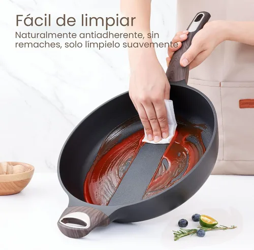 Miniatura 4 de SENSARTE Sartén Antiadherente para Freír con Tapa, Sartén Profunda de 10.5 Pulgadas, Sartén Salteadora Antiadherente de 3.8 Qt con Tapa, Sartén