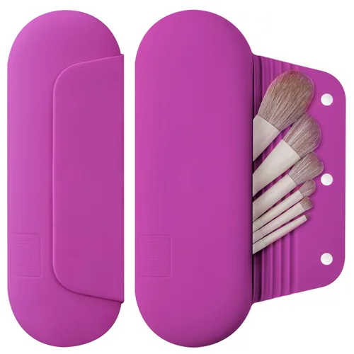 Miniatura 26 de AGIKET Soporte de silicona para brochas de maquillaje, bolsa de cosméticos de viaje: soporte suave y portátil para brochas cosméticas faciales