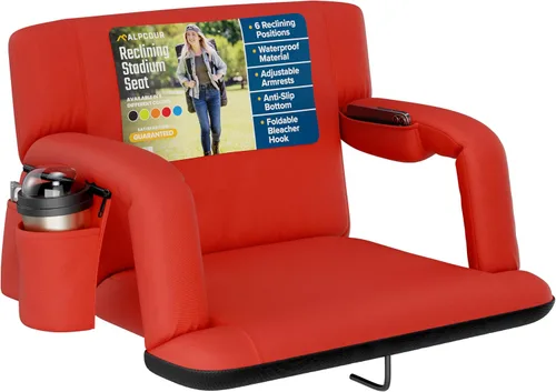 Miniatura 25 de Alpcour Asiento plegable para estadio – Silla de apoyo para adultos amplios reclinables de lujo para adultos para blanqueadores – Mejor extra grueso