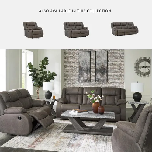 Miniatura 6 de Signature Design by Ashley First Base - Sofá reclinable manual de piel sintética contemporánea, color gris