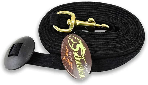 Miniatura 4 de Southwestern Equine Línea de estocada para caballos de algodón con broche de perno y tope de goma (negro, 24')