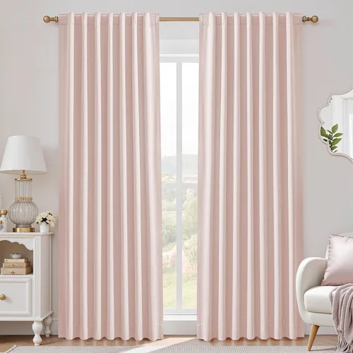 Miniatura 27 de UHITECH Cortinas opacas de 35 pulgadas de largo para sala de estar, 2 paneles, cortina opaca corta para cocina para ventanas pequeñas, cortinas