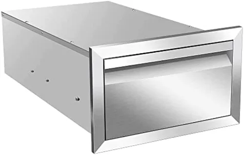 AHLOKI Cajón de cocina para exteriores, acero inoxidable, plata, cajón individual, 14 pulgadas de ancho x 8.5 pulgadas de alto x 23 pulgadas de